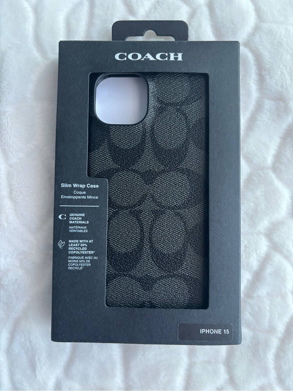 Coach Black Signature Slim Case for iPhone 15